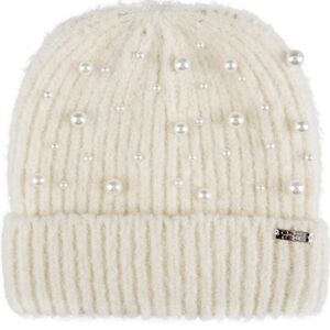 Jessica Simpson Women's Cream Pearl Knit Beanie OS